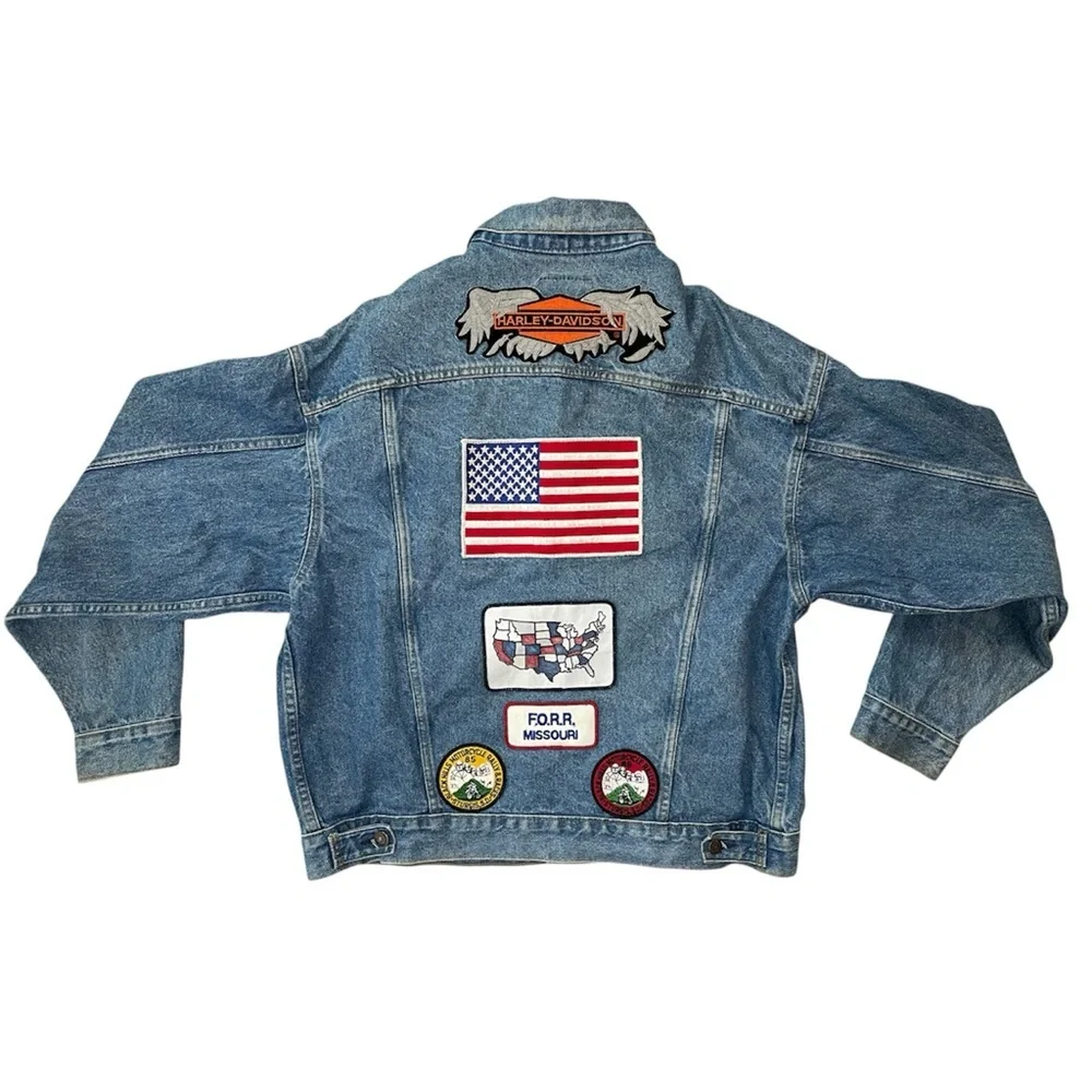 Vintage Levi’s 70507-0214 Made USA Harley HOG Denim Trucker Jacket XL - Picture 2 of 15